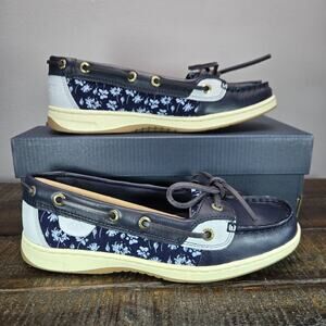 NEW Sperry AngelFish Womens Size 6 M Floral Navy/White Boat Shoes Slip On